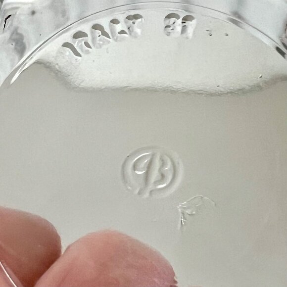 Vintage LB Italy Trinket Box Raised Rose Lid Pressed Clear Glass Vanity Jar EUC - Picture 5 of 11